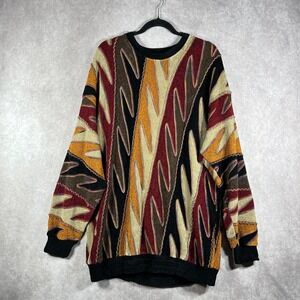 Vintage Tundra Canada‎ Sweater XL Multicolor 3D Knit Pullover 90s Coogi Street